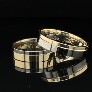 Obrączki 'Harmonic Duo' – elegancja złota z kontrastowymi pasami