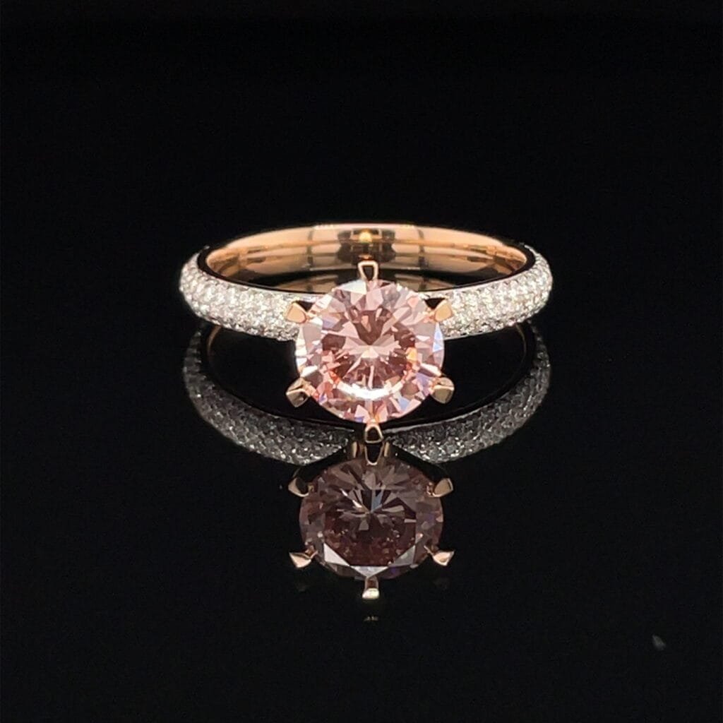 Pierścionek Rosé Celeste z różowego złota 14k z różowym brylantem