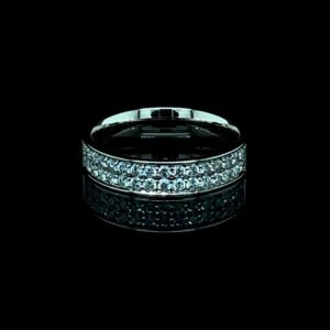 Pierścionek Linéa Brillante ze złota próby 585 z dwoma rzędami brylantów