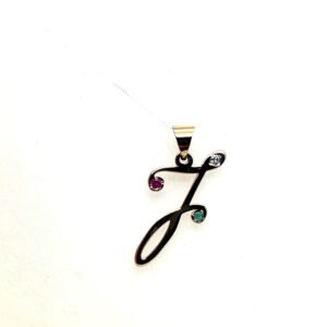 Zawieszka Lettre Lumière ze złota 14k z kolorowymi kamieniami